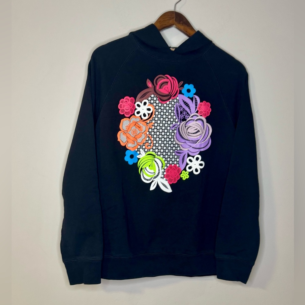Christopher Kane Archival Floral Motif Black Hoodie Size Large LIKE NEW